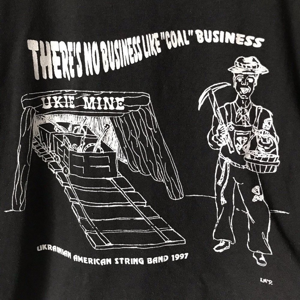 Vtg There's No Business Like Coal Business mining t-shirt music string band XL
